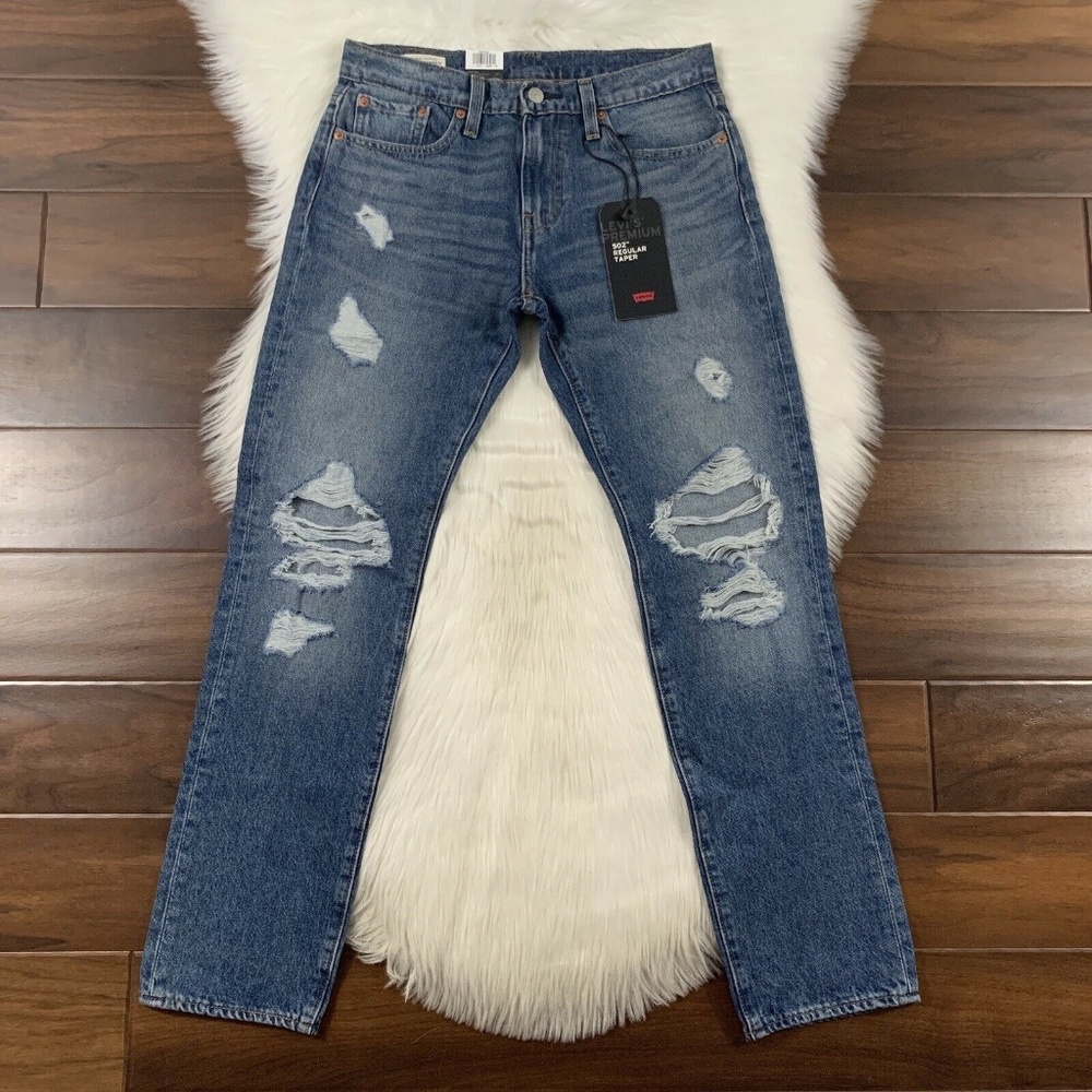 Levi's Men's Size 29 Grated Distressed 502 Taper Fit Denimโ Jeans
